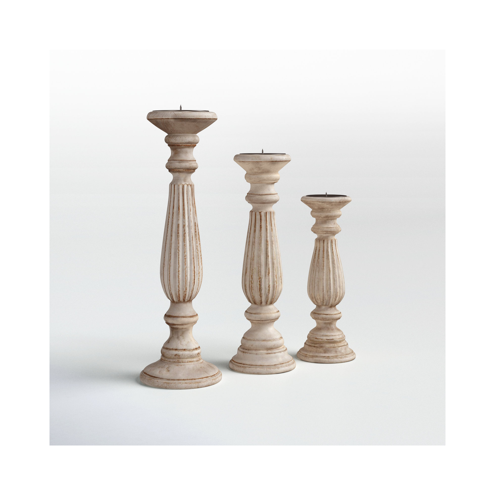 Soteria 3 Piece Wood Tabletop Candlestick Set