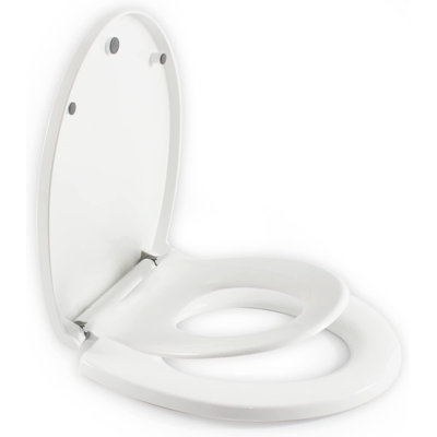 Siège de toilette rond non magnétique UMIEN 2-en-1 avec siège intégré pour la formation des petits enfants, charnières à dégagement rapide, pare-chocs anti-pincement et couvercle