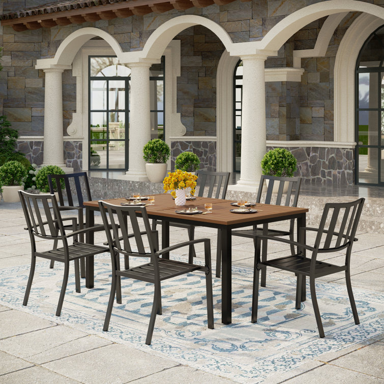 Alyah Rectangular 6 - Person 63.77" Long Dining Set with Umbrella