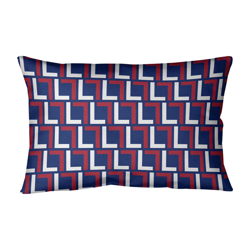 Housse de coussin rectangulaire New York, Simili daim, Bleu foncé / blanc / rouge