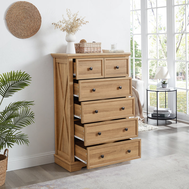 Commode verticale en bois manufacturé à 6 tiroirs