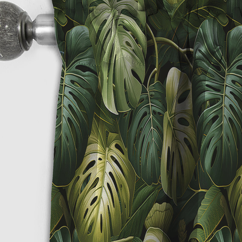 Monstera Mirage - motif tropical - rideau floral - rideau occultant floral - 1 panneau, L 52 po x L 95 po