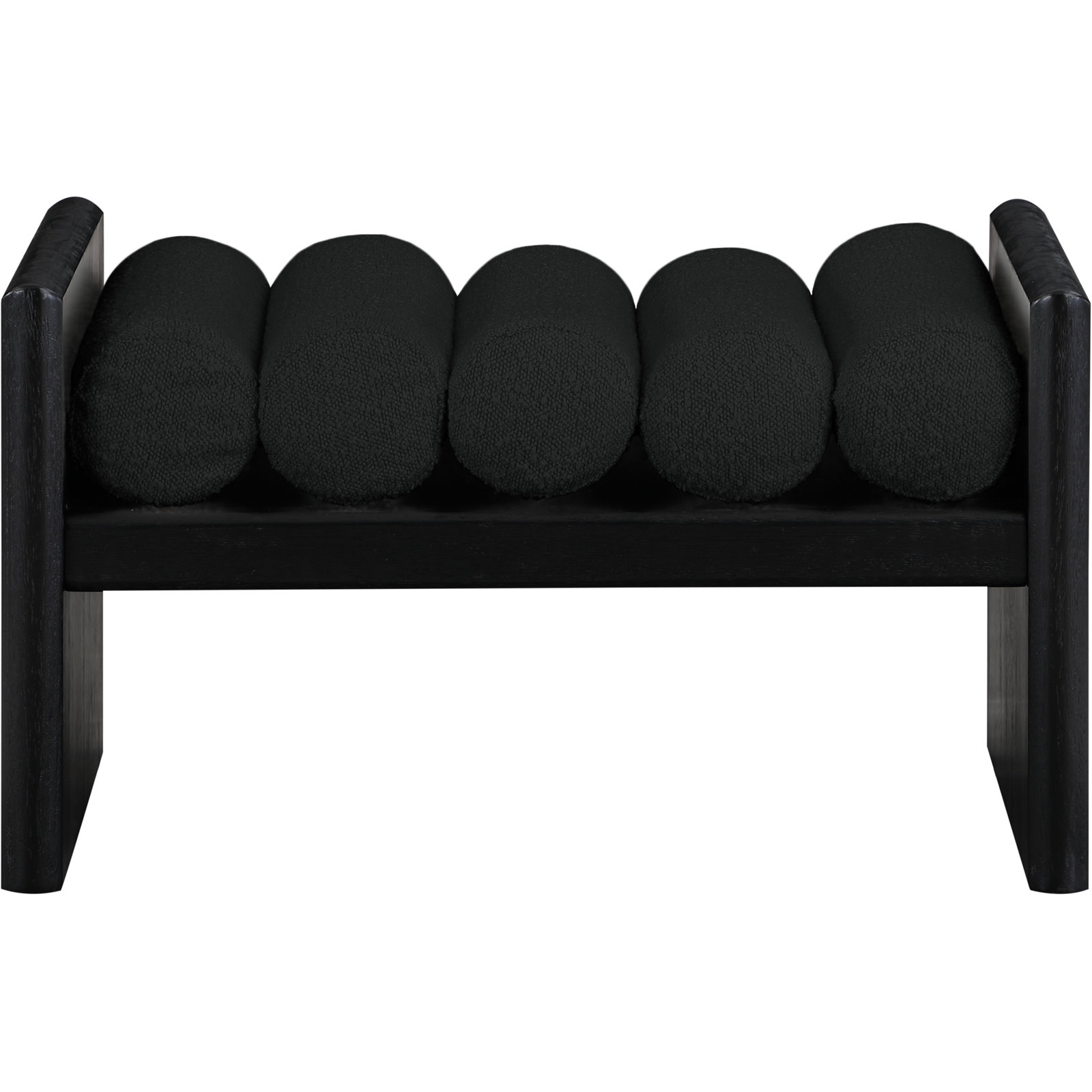 Waverly Bedroom Bench, Black Boucle Fabric / Black Finish, 18" H x 32" W x 19" D