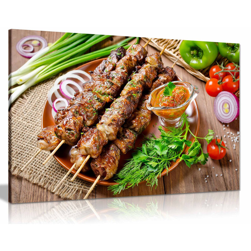 Donor Kebab Grill Turkish Restaurant Decor Kabob Food - Wrapped Canvas Print, 31cm H x 46cm W