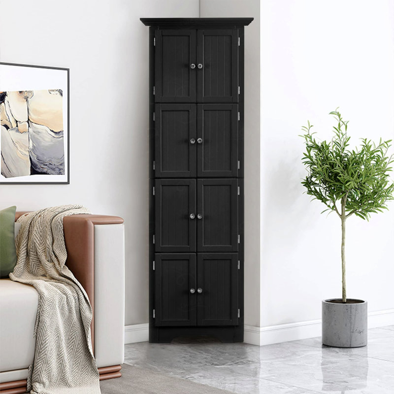 Tall Storage Cabinet With Doors And 4 Shelves For Living Room, Kitchen, Office, Bedroom, Accent Storage Cabinet For Indoor