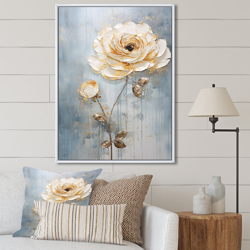 Décoration murale Ranunculus Radiance Treasure VI - Ranunculus, Cadre flottant blanc, H 20 po x l 12 po x P 1 po