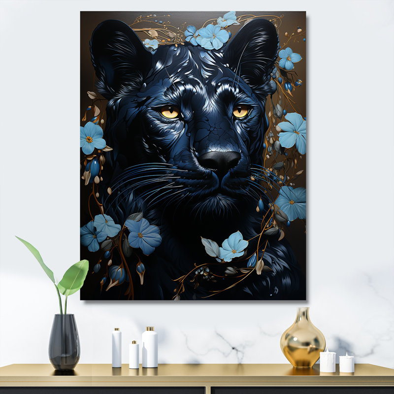 Chasse à la panthère noire Tranquillity I, H 32 po x l 24 po x P 1 po, Toile tendue