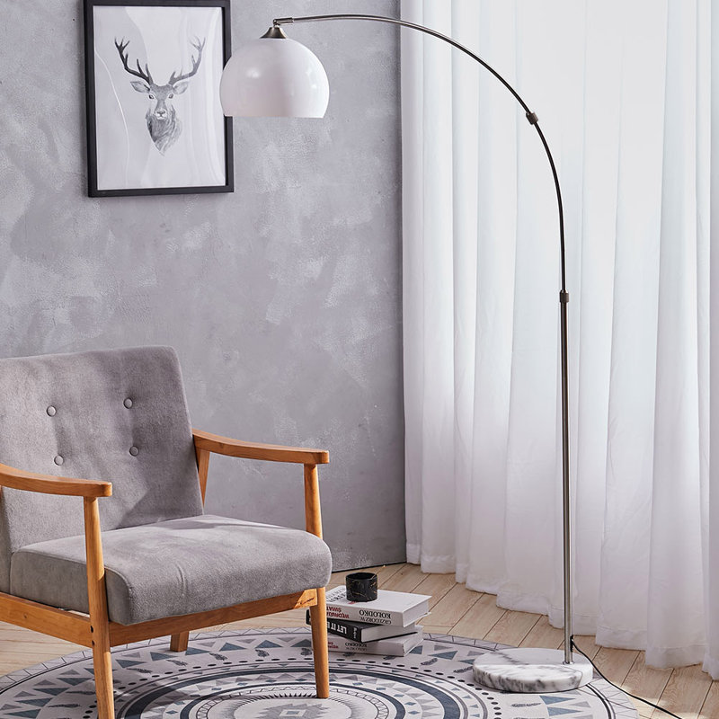 Amesbury 145cm Modern  Arched Floor Lamp with Marble Base, White