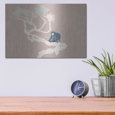 Dakota Fields «Vintage Tropics Monkey On A Branch» par Sabrina Balbuena, art mural en métal