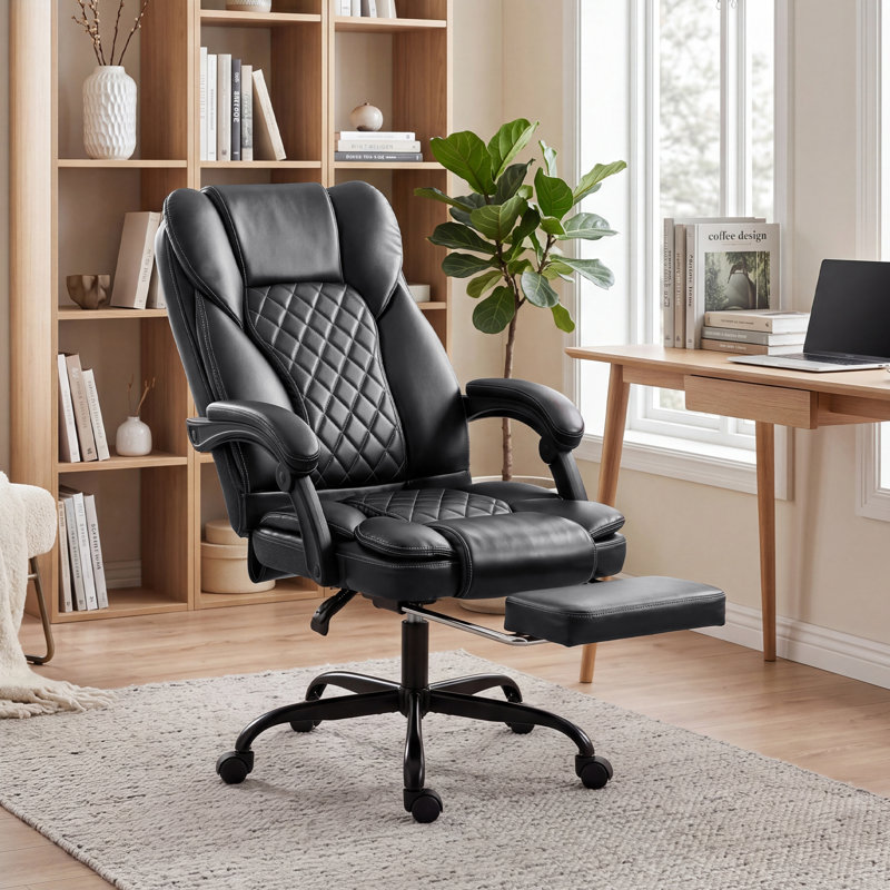  Home Office Chair Reclining Function High Back, Grey, Black