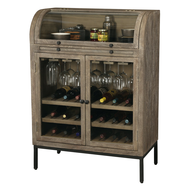 Paloma 35.5'' Weathered Gray Solid Wood Bar Cabinet