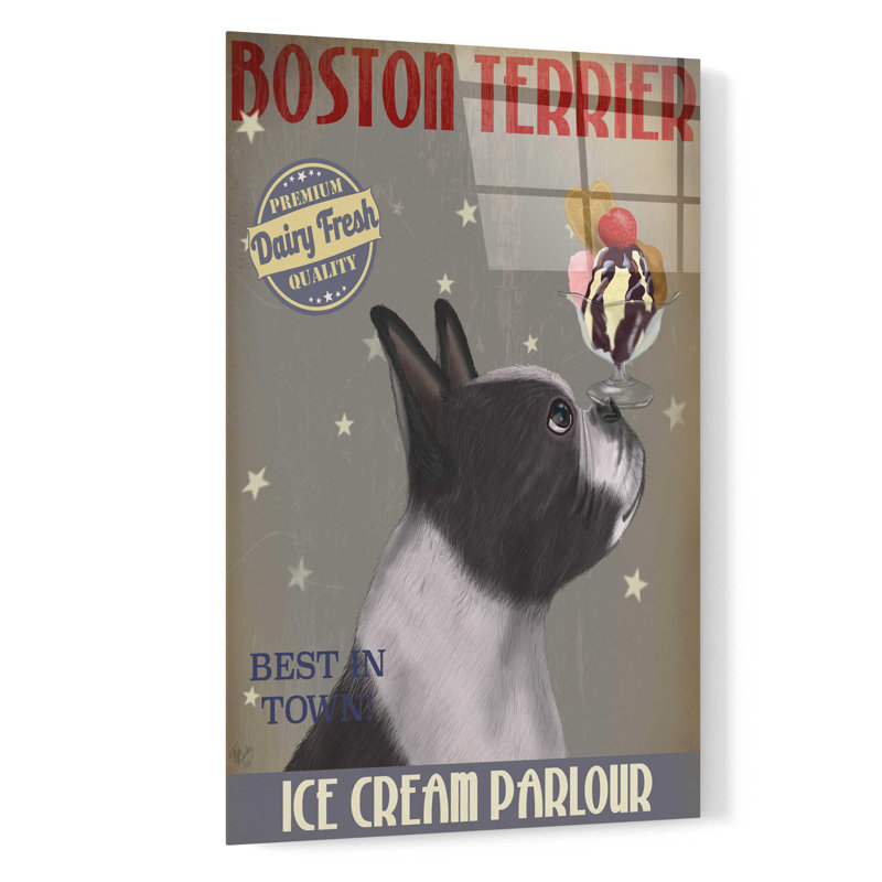 «Boston Terrier Ice Cream» par Fab Funky - impression non encadrée, H 24 po x l 16 po x P 0,2 po