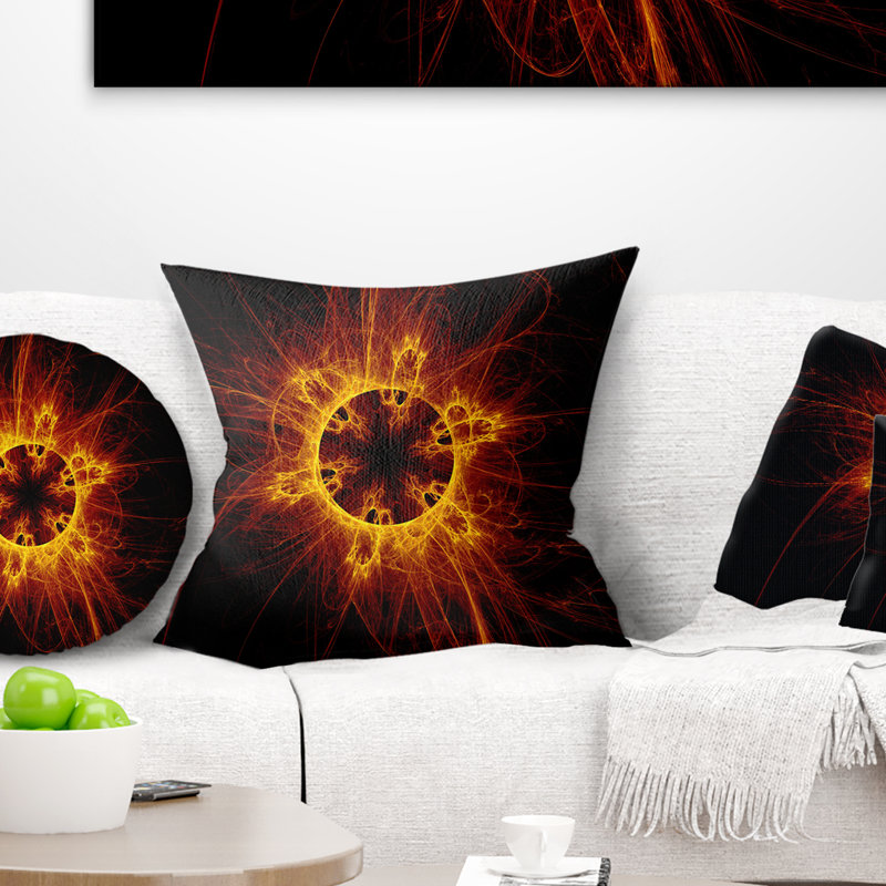 Solar Eclipse Digital - Abstract Printed Pillow, 16" x 16", Throw Pillow