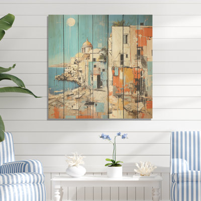 Impression de l'île grecque de Santorin IV - Santorin sur bois