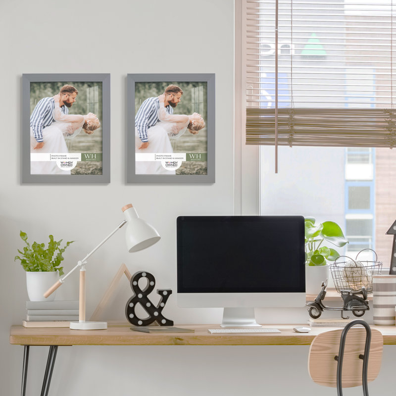 Ensemble de 2 cadres à photo simples en bois 3 po x 5 po noirs, Gris, 8 po x 10 po