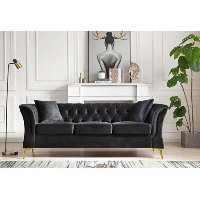 Canapé Chesterfield 83,9 po à accoudoirs évasés