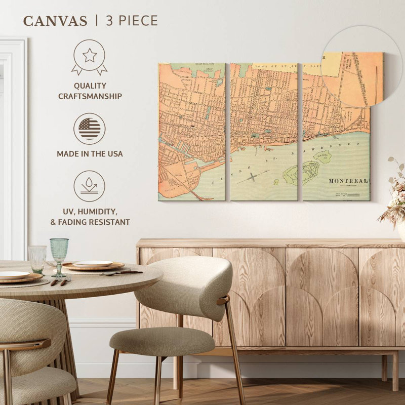 Map Of Montreal, 32" H x 50" W