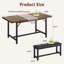 Ensemble de table de salle à manger extensible 3 pièces pour 4 à 6 personnes, ensemble de cuisine en bois avec 2 bancs rembourrés pour petit appartement, brun rétro