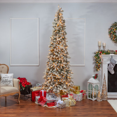 Pencil Frosted 9' Pre-Lit Pine Christmas Tree