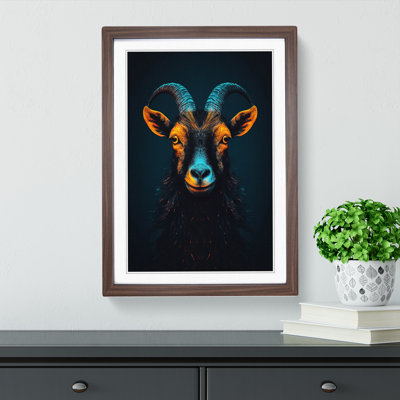 Goat Minimalism Art - Framed Print