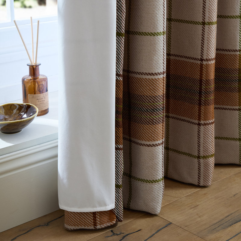Brushed Woven Glencoe Check Thermal Eyelet Door Panel, Terracotta, 46 x 84 Inch