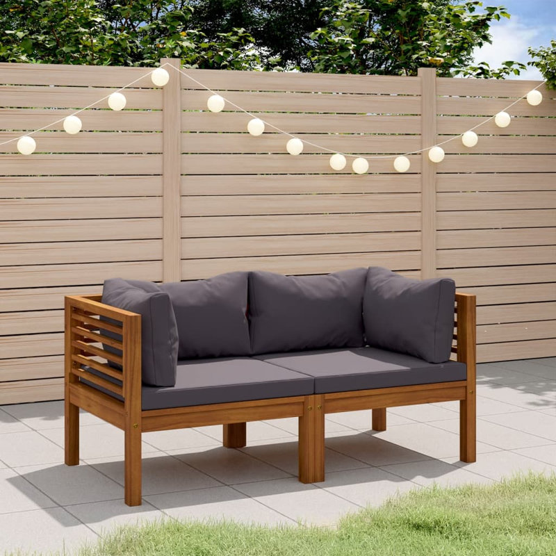Ensemble de salon de jardin en bois naturel gris foncé, Gris foncé