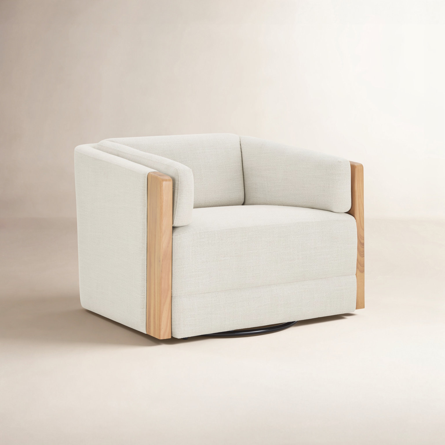 Willsboro Upholstered Swivel Accent Chair, Effie Linen Performance Weave