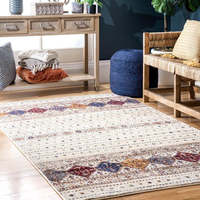 Tapis beige à motif géométrique Paylag, Rectangle 5 pi x 8 pi