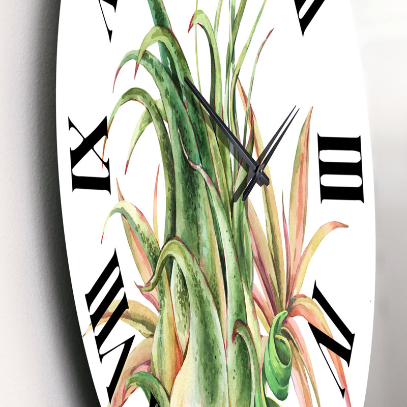 Succulent plante tropicale - horloge murale, Moyen