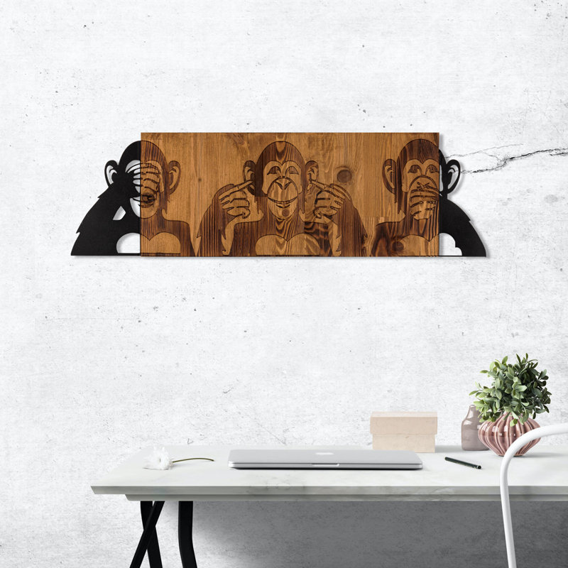 Elegant Decorative Wooden Wall Accessory, Black & Walnut Finish, 32.3 x 22.8 inches | Sturdy 100% Metal Frame (0.05 inches Thick) & 100% Wooden Back (1.2 inches Thick) | Perfect for Home Decor & Modern Spaces