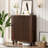 33.46" Modern Dark Walnut Wooden  6-Tier Shoe Cabinet With Louvered Doors-1925405129
