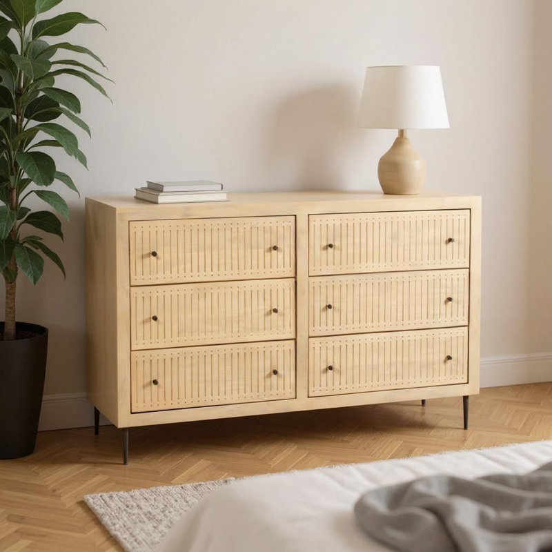 HomeRoots Solid Wood Drawer Dresser - Thumbnail 3