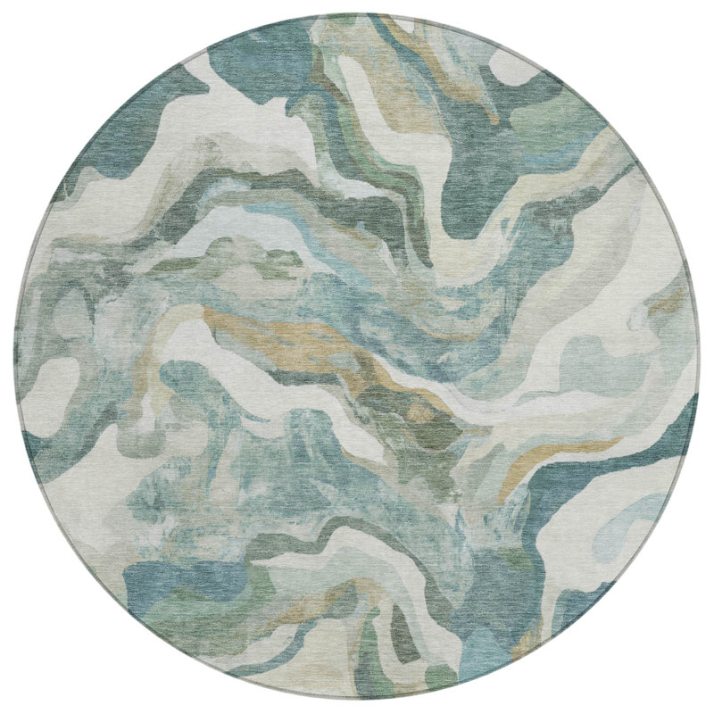 Machine Washable Indoor/Outdoor Oden ACN2162 Modern Rug, Rond 8 pi