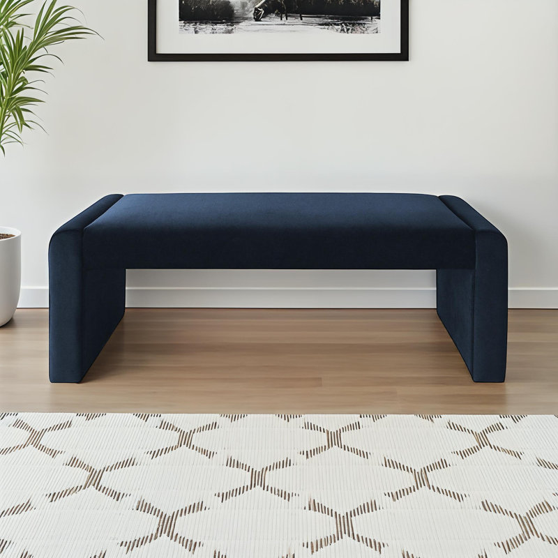 Wagenen 47" Upholstered Bench, Midnight Blue Velvet