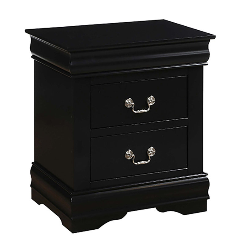 2-Drawer Nightstand, Black