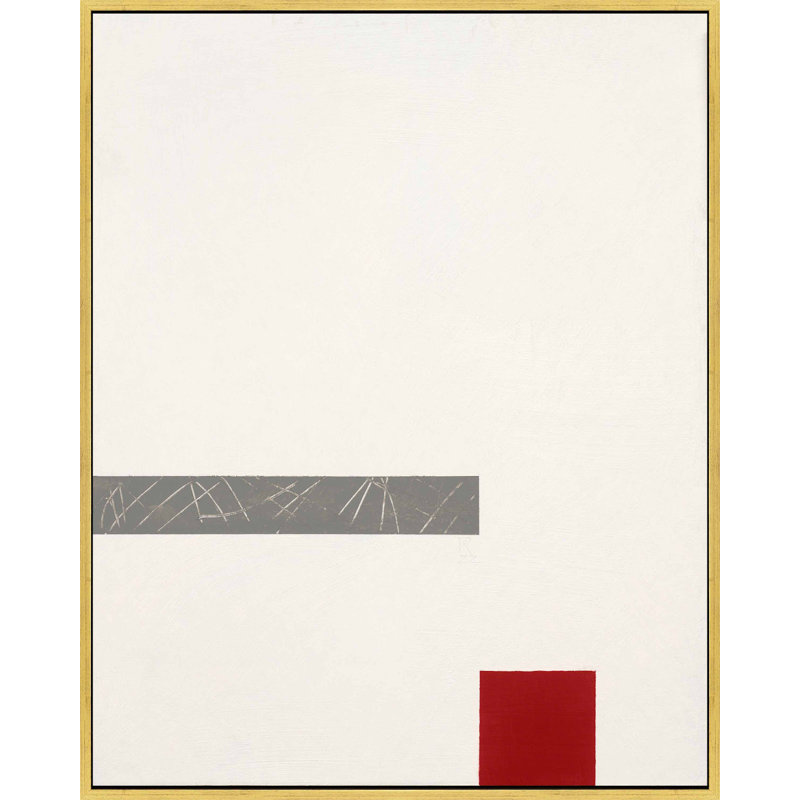 Tempo with Red 3 par Robert Kamnatnik - Art mural encadré, H 38 po x l 30 po x P 1,38 po, Toile avec cadre doré