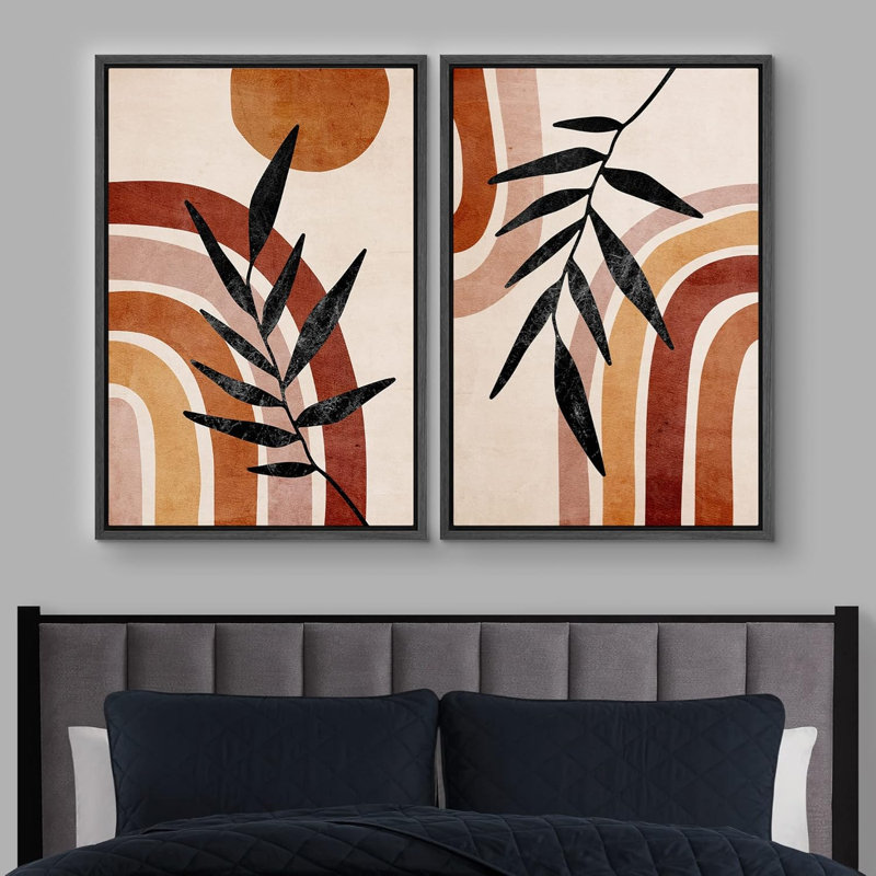 Illustration de milieu rustique moderne de style Mid-Century, H 36 po x l 48 po, Noir