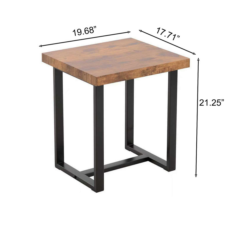 Table de chevet en noyer, table de bout en panneau de fibres à densité moyenne, petite table de thé et canapé avec pieds en métal