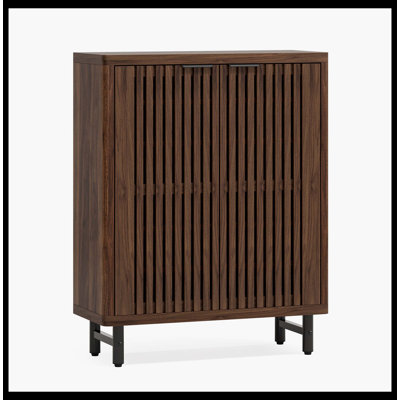 6-Tier Wooden Shoe Cabinet With Louvered Doors & Adjustable Shelves