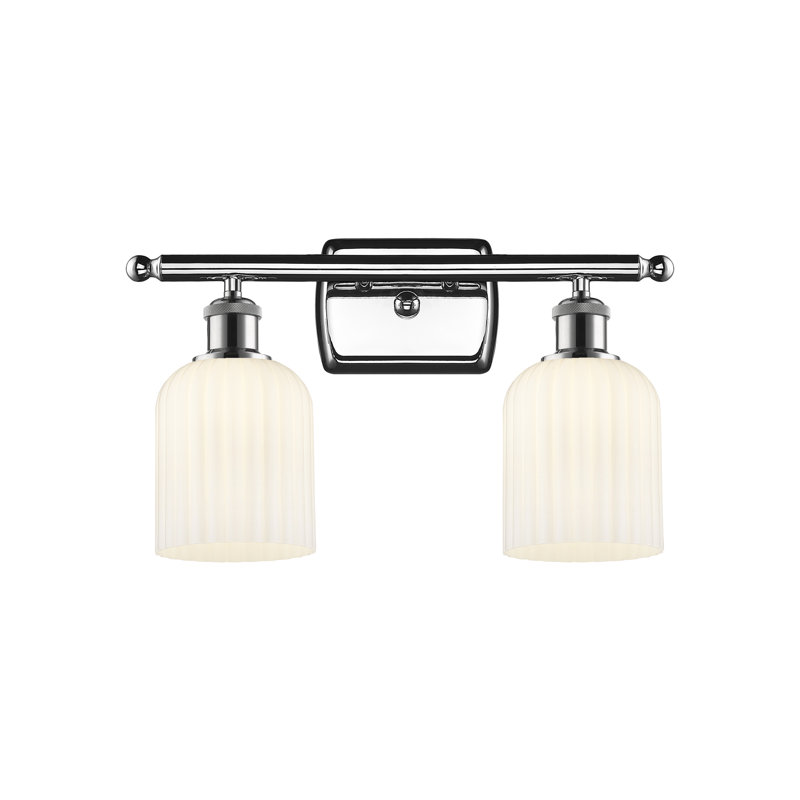 Éclairage pour salle de bain à intensité variable en métal à 2 lumières avec abat-jour en verre l 15 po Brysin, Chrome poli