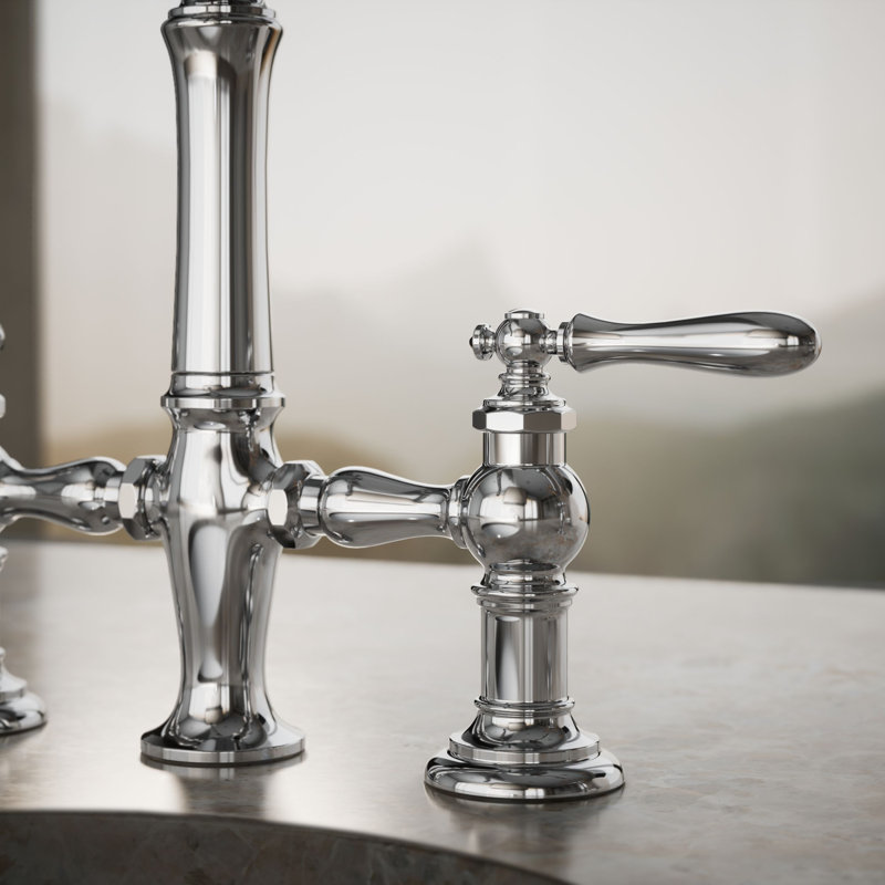 Artifacts® Bridge Faucet with Side Spray, Polished Chrome, Lever Handle