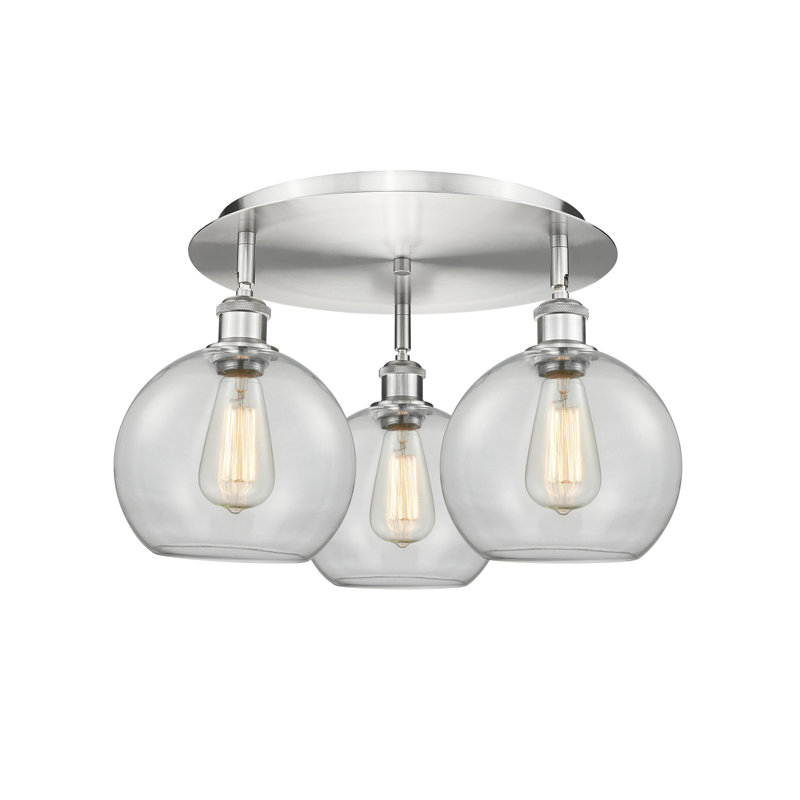 Plafonnier encastré 20 po 3 lumières Ellington, Transparent, Nickel satiné
