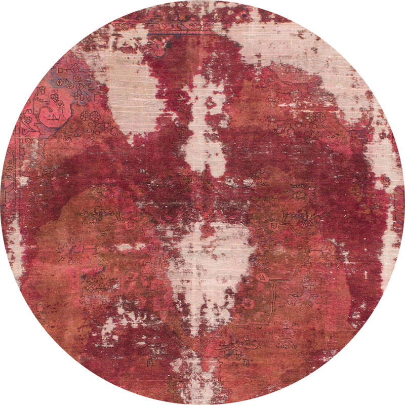 Tapis rouge en laine Power Loom, Rond 3 pi