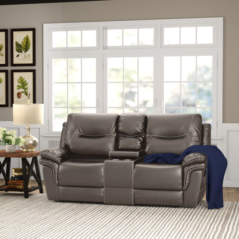 Alejandrina 79.5'' Faux Leather Reclining Loveseat, Sand Faux Leather