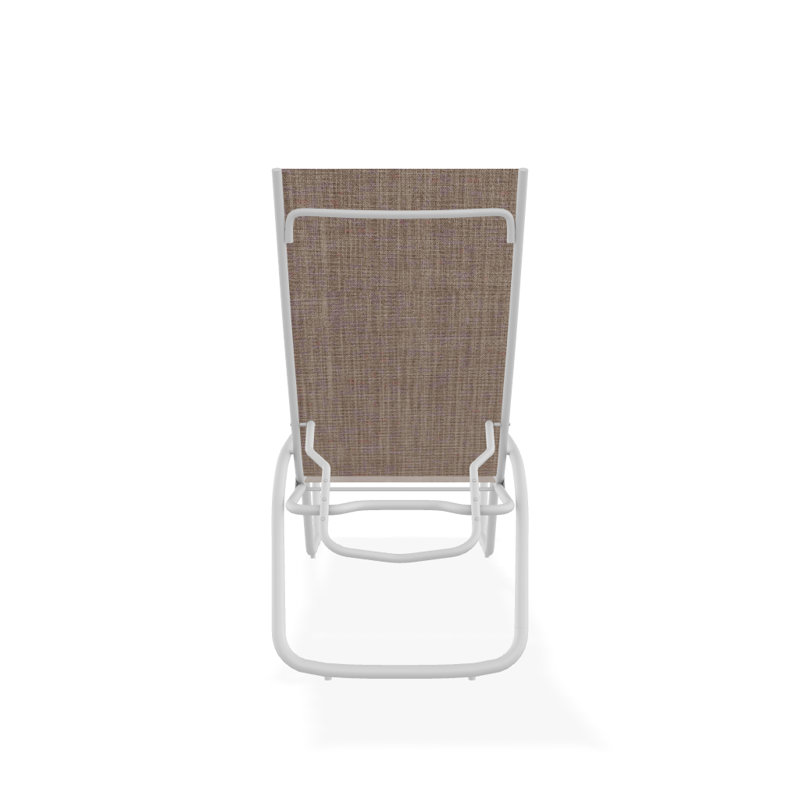 Outdoor Rust-Resistant Metal Chaise Lounge, Textured White, Augustine Fennel Sunbrella®