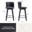 Ensemble de 3 tabourets de bar pivotants 27,5 po, siège en similicuir noir avec dossier capitonné, pieds en bois massif, chaises de bar à hauteur de comptoir pour îlot de cuisine, salle à manger, café (ensemble de 3)-869855516-1026101385
