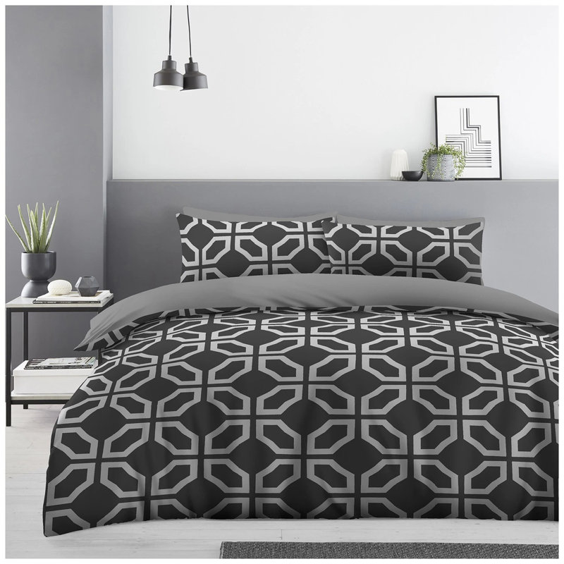 Polyester Geometric Duvet Cover Set with Pillowcases,  King Duvet Cover + 2 Standard Pillowcases