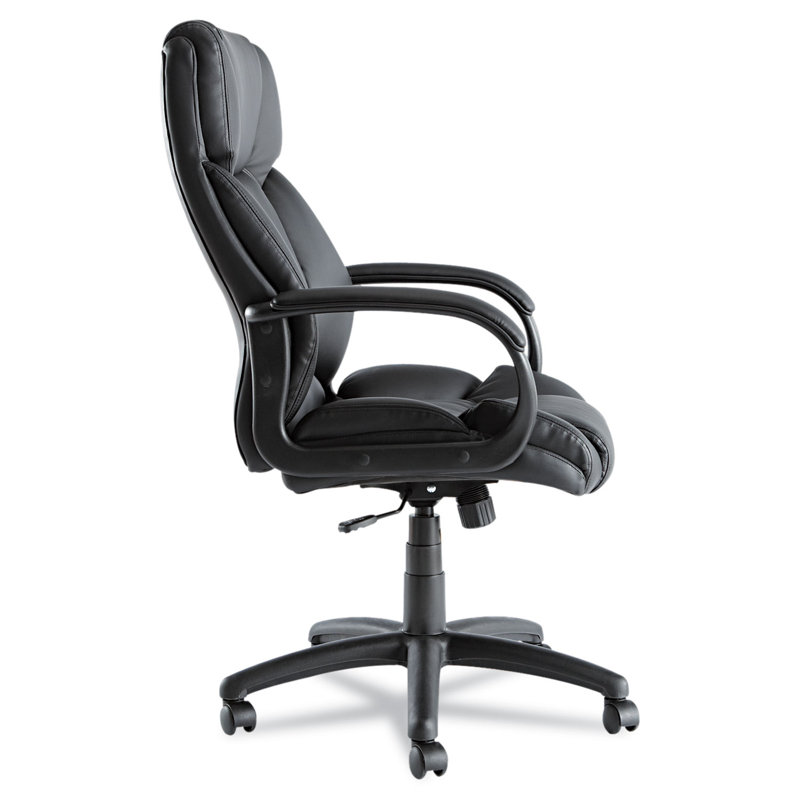 Elegance High-Back Black Leather Swivel Executive Chair with Plastic Arms