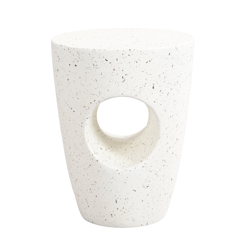 Table d'appoint en oxyde de magnésium beige 14,5 po - légère, pour l'intérieur / extérieur