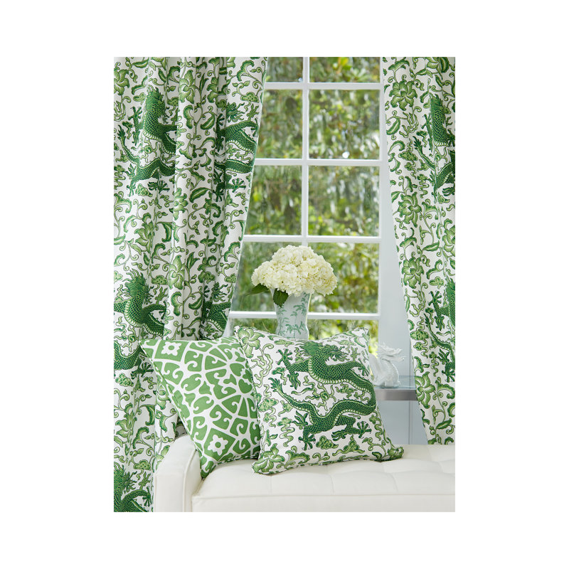 Oriana Chi'en Dragon Linen Print Fabric, Indigo